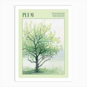 Plum Tree Atmospheric Watercolour Painting 4 Poster Art Print