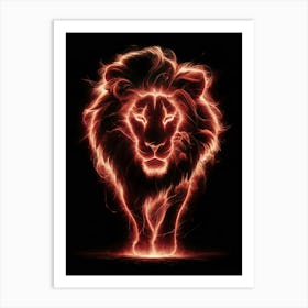 Lion In Flames Art Print