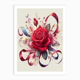 Roses And Ribbons 5 Art Print