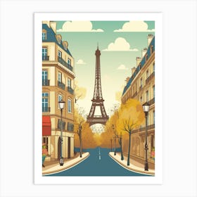 Paris Street With Eiffel Tower Art Print