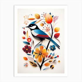 Scandinavian Bird Illustration Carolina Chickadee 1 Art Print