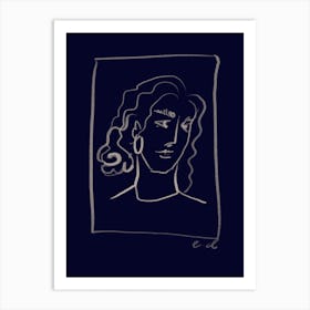 Blue Woman Self Portrait Art Print