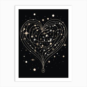 Black Background Celestial Heart  2 Art Print