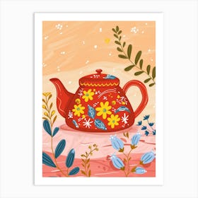 Teapot With Flowers 2 Art Print