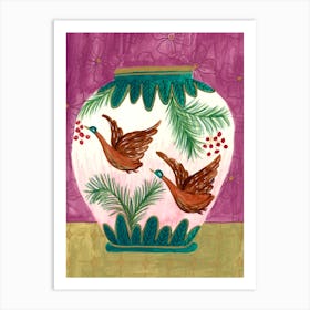 Flying Bird Vase Art Print