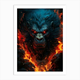 Gorilla In Flames Art Print