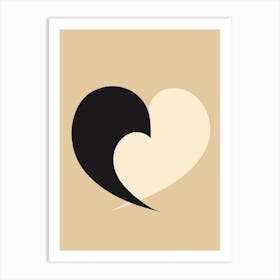 Gold Cream Black Heart 1 Art Print