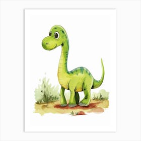 Cute Cartoon Amargasaurus Dinosaur 4 Art Print