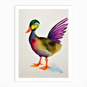 Duck 2 Watercolour Bird Art Print