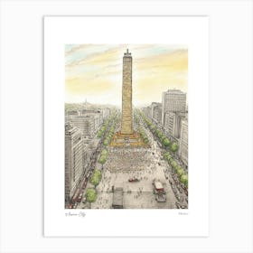 Mexico City Mexico Drawing Pencil Style 4 Travel Poster Art Print