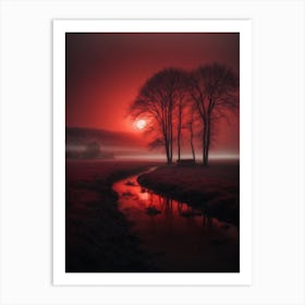 Sunrise Over A Stream Art Print