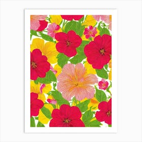 Alstromeria Repeat Retro Flower Art Print