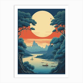Lake Mashu, Japan Vintage Travel Art 1 Art Print