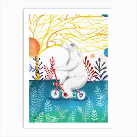 Bear on a Bike Art Print