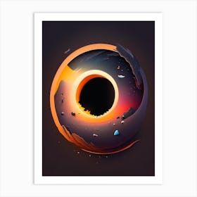 Black Hole Kawaii Kids Space Art Print