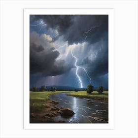 Lightning Over A River 1 Art Print