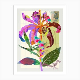 Gloriosa Lily 4 Neon Flower Collage Art Print