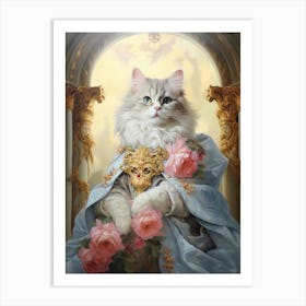 White Cat Under A Marble Archyway Art Print