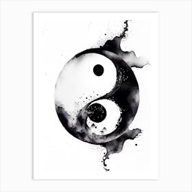 Black And White 2 Yin and Yang Watercolour Art Print