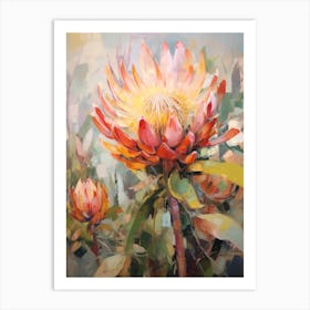 Fall Flower Painting Protea 2 Art Print