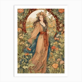 Lady In Flowers Art Print