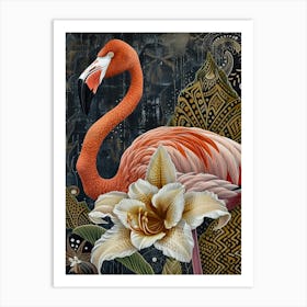 Greater Flamingo And Canna Lily Boho Print 1 Art Print