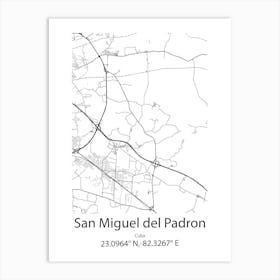 San Miguel Del Padron,Cuba Minimalist Map Art Print