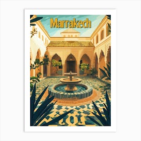 Aihrgdesign A Mid Century Modern Travel Poster For Marrakech 4 Art Print