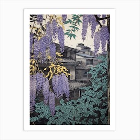 Fuji Wisteria 3 Vintage Botanical Woodblock Art Print