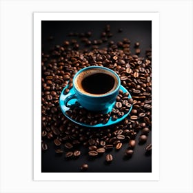 Coffee Cup On Coffee Beans 2 Art Print