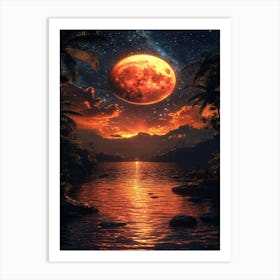 Moon Over The Water 4 Art Print