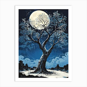 Moonlit Tree Art Print