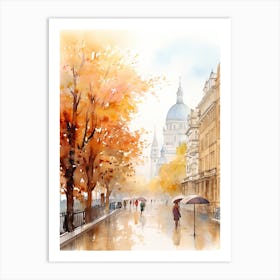 Vienna Austria In Autumn Fall, Watercolour 1 Art Print