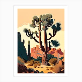 Joshua Trees In Grand Canyon Retro Illustration (2) Art Print