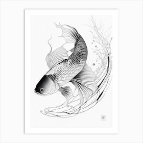 Utsurimono 1, Koi Fish Minimal Line Drawing Art Print