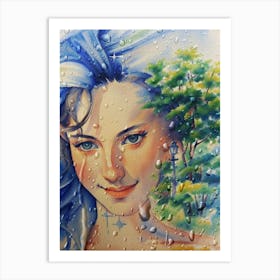 Watercolour Of A Woman Art Print