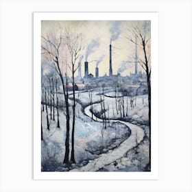 Winter City Park Painting Gas Works Park Seattle 2 Art Print