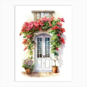 Cadiz, Spain   Mediterranean Doors Watercolour Painting 4 Art Print