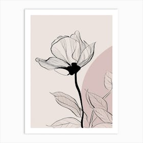 Lilies Line Art Flowers Illustration Neutral 6 Art Print