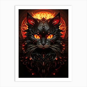 Black Cat With Flames Art Print