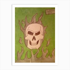 Flaming Skull Art Print