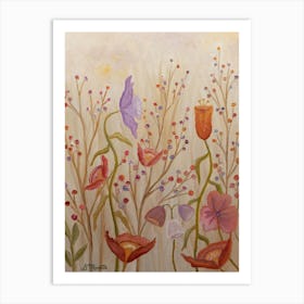 Poppies And Pearls Art Print