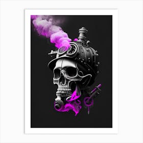 Skull With Cosmic Themes Pink 1 Stream Punk Art Print