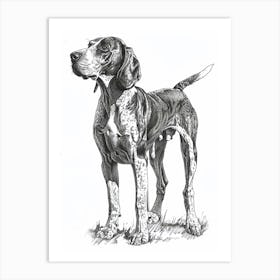 Plott Hound Dog Line Sketch 3 Art Print
