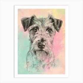 Pastel Wolfhound Rat Terrier Dog Pastel Line Illustration 3 Art Print