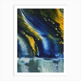 Blue And Yellow Over Waterfall Art Print