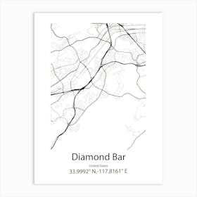 Diamond Bar,United States Minimalist Map 1 Art Print