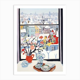 The Windowsill Of Chicago   Usa Snow Inspired By Matisse 3 Art Print