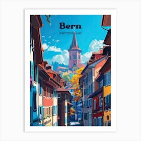 Bern Switzerland Summer Travel Art Illustration Art Print