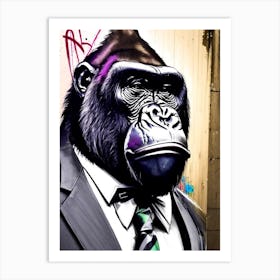 Gorilla In Bow Tie Gorillas Graffiti Style 1 Art Print